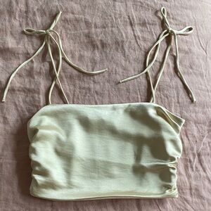 Tie-Shoulder Satin Crop Top